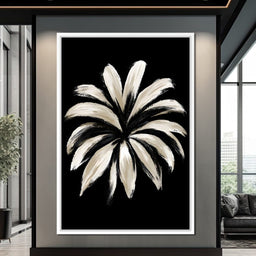Monochrome Petals Reaching For Night - NicheCanvas