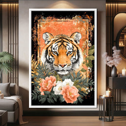 Tiger Majesty Floral Harmony - NicheCanvas