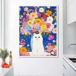 Floral Symphony With Feline - NicheCanvas