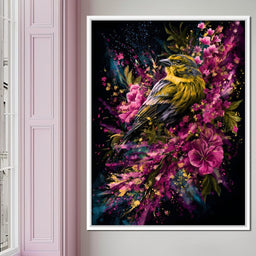 Radiant Finch Wildflower Burst - NicheCanvas