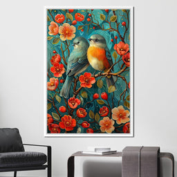 Songbirds Perched in Blooms - NicheCanvas