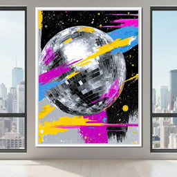 Neon Disco Ball Galaxy Pop - NicheCanvas