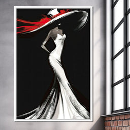 The White Dress - Elegant Silhouette in Red - NicheCanvas