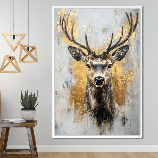 Majestic Golden Deer Portrait Canvas Print