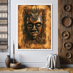 Ancient Tribal Mask Design - NicheCanvas