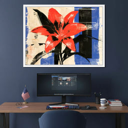 Bold Petals Against Shattered Geometry - NicheCanvas