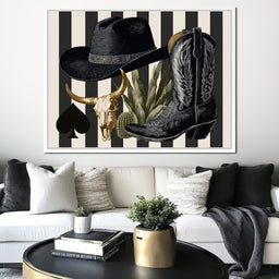 Cowboy Boot Hat Skull Cactus - NicheCanvas