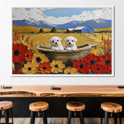 Puppy Journey Through Fields - NicheCanvas