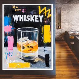 Neon Whiskey On The Rocks - NicheCanvas