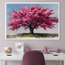 Pink Blossom Tree Oil Painting - NicheCanvas