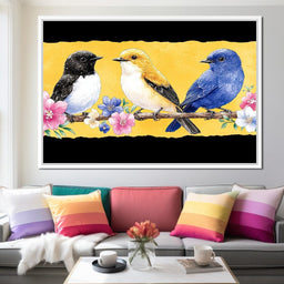 Charming Birds on Floral Branch - NicheCanvas