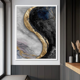 Gilded Moonstone Abstract Flow - NicheCanvas