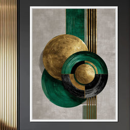 Emerald Gold Geometric Circles - NicheCanvas