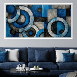Geometric Blue Spheres Dance - NicheCanvas