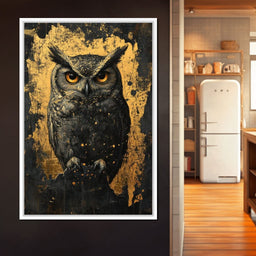 Golden Nocturnal Owl - NicheCanvas