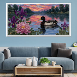Duck Reflections on Water - NicheCanvas