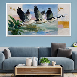 Wild Geese Over Quiet Marsh - NicheCanvas