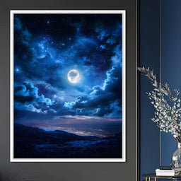 Lunar Glow Above Sleeping Mountains - NicheCanvas