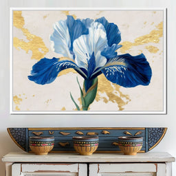 Gilded Blue Iris Bloom - NicheCanvas
