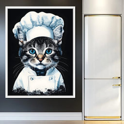 Chef Feline in Snowy Whites - NicheCanvas