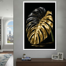 Gilded Leaf Of Dark Night - NicheCanvas
