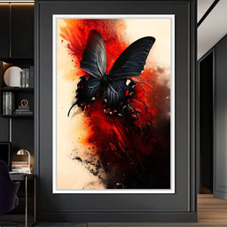 Butterfly on Fiery Backdrop - NicheCanvas