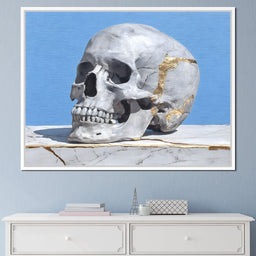 Kintsugi Skull on Marble Stilllife - NicheCanvas