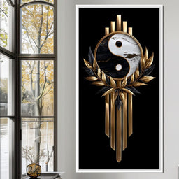 Golden Yin Yang Marble Elegance - NicheCanvas