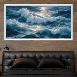 Sunlit Ocean Cresting Waves - NicheCanvas
