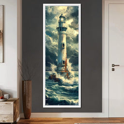 Beacon Amidst Stormy Shores - NicheCanvas