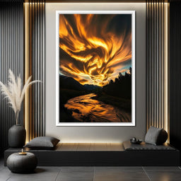 Golden Skies Over River Glow - NicheCanvas