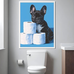 Frenchie Guarding Toilet Rolls - NicheCanvas