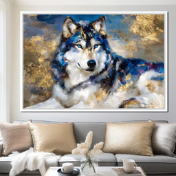 Sapphire Wolf Gold Radiance - NicheCanvas