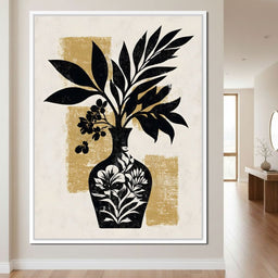 Botanical Vase Silhouette Gold - NicheCanvas