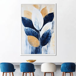 Golden Indigo Leaves - NicheCanvas