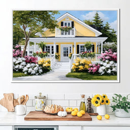 Sunlit Yellow Cottage Garden - NicheCanvas