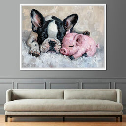 Cozy Frenchie & Piglet Snooze - NicheCanvas