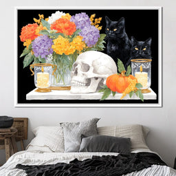 Halloween Bouquet Cats Skull Candle - NicheCanvas