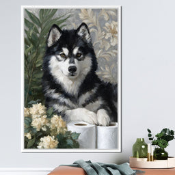 Malamute Bathroom Guardian - NicheCanvas