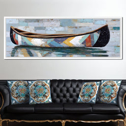 Patchwork Canoe Reflections - NicheCanvas