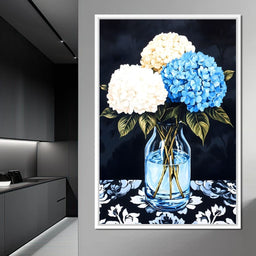 Hydrangea Dream in Glass Vase - NicheCanvas