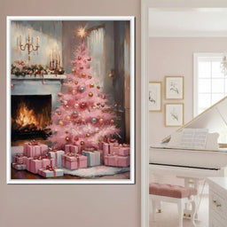 Pink Christmas Hearth Glow - NicheCanvas