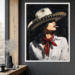 Noir Cowgirl Cigarette Glow - NicheCanvas