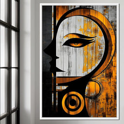 Golden Elegance Abstract Face - NicheCanvas