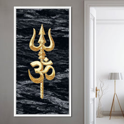 Golden Om Trishul Emblem - NicheCanvas