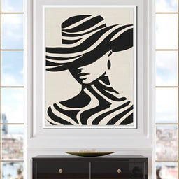 Monochrome Wind Hat Silhouette - NicheCanvas