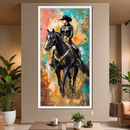Gallant Cowgirl Riding Midnight - NicheCanvas