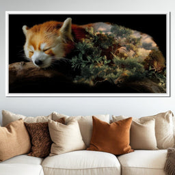 Sleeping Red Panda Forest Dream - NicheCanvas