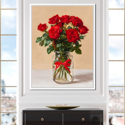 Red Rose Bouquet Glass Vase - NicheCanvas