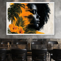 Golden Palms Dark Silhouette - NicheCanvas